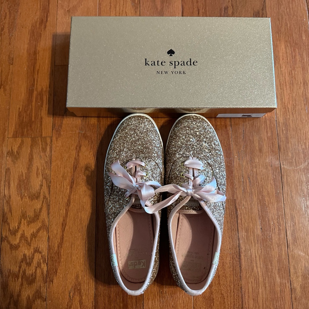 Kate Spade rose gold pink glitter KEDS